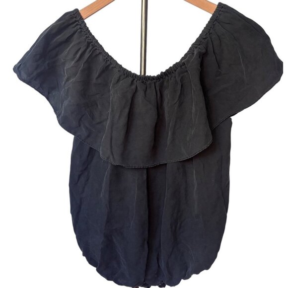 Unsubscribed Off-Shoulder Ruffle Blouse – Soft Black Size Small New With Tags - Picture 1 of 6